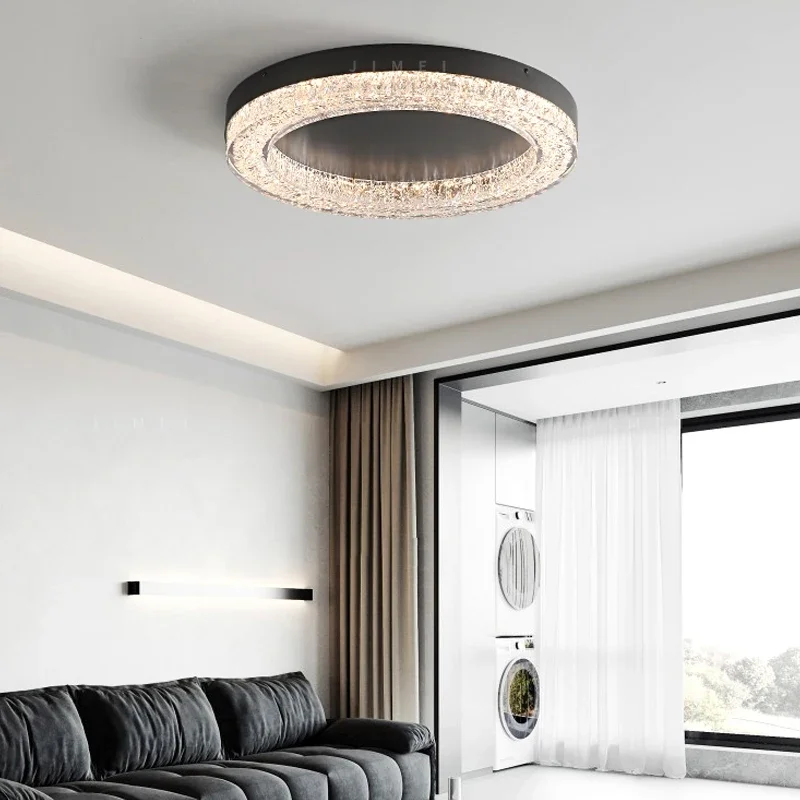 Modern Led Ceiling Lights Transparent Resin Lampshade Bedroom Living Room Restaurant Kitchen Black Rotundity Copper Hanging Lamp