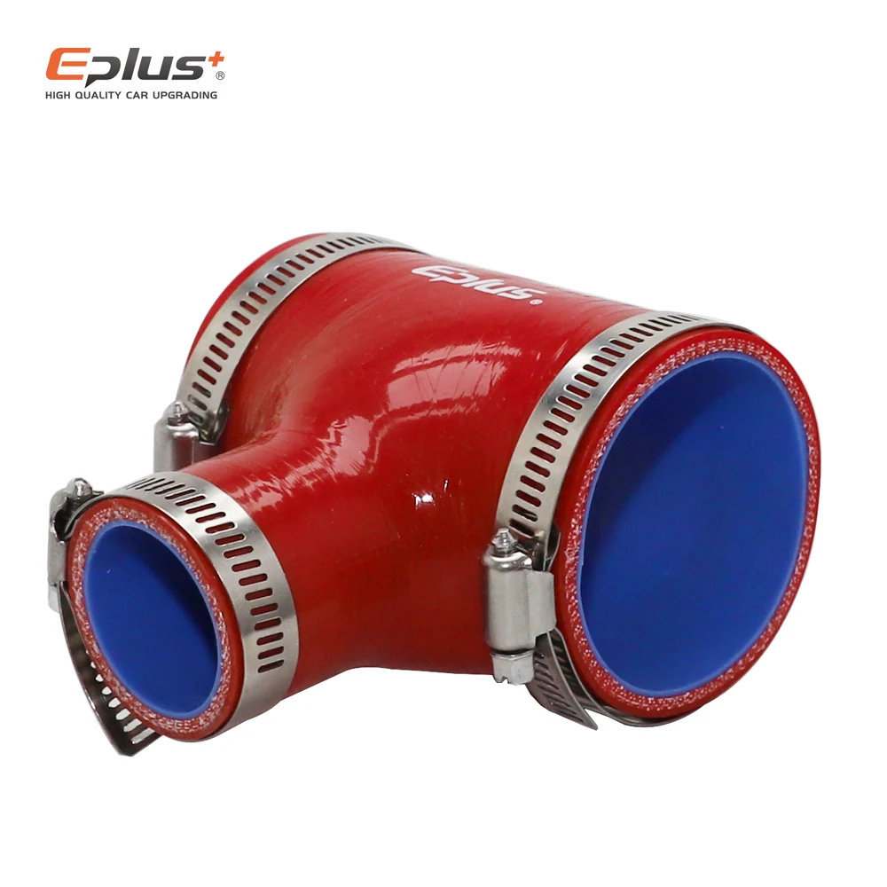 EPLUS الأحمر العالمي سيليكون أنابيب خرطوم T-شكل 3-way موصل سيارة المبرد توربو كمية الأنابيب المقرنة متعدد الحجم #6