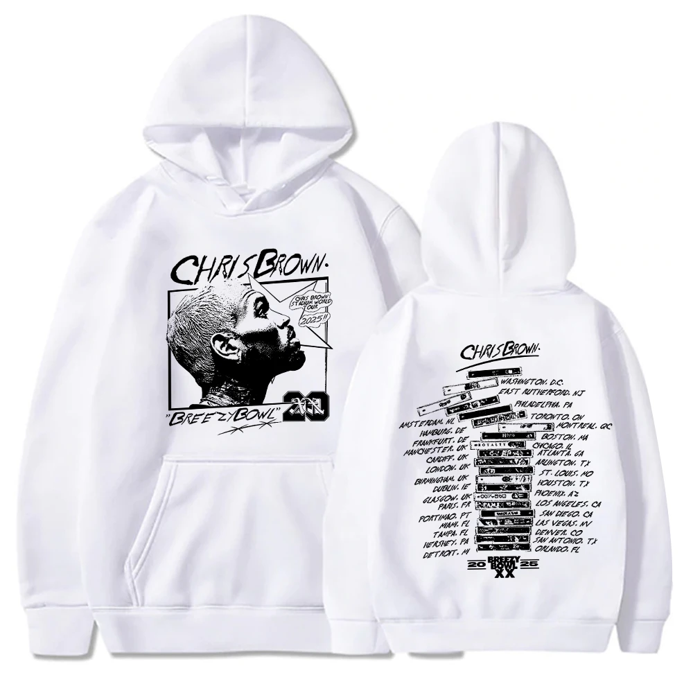

Толстовка Chris Brown Breezy Bowl XX Tour 202, осень и зима, хит продаж, хлопковая толстовка с принтом, модный винтажный модный топ