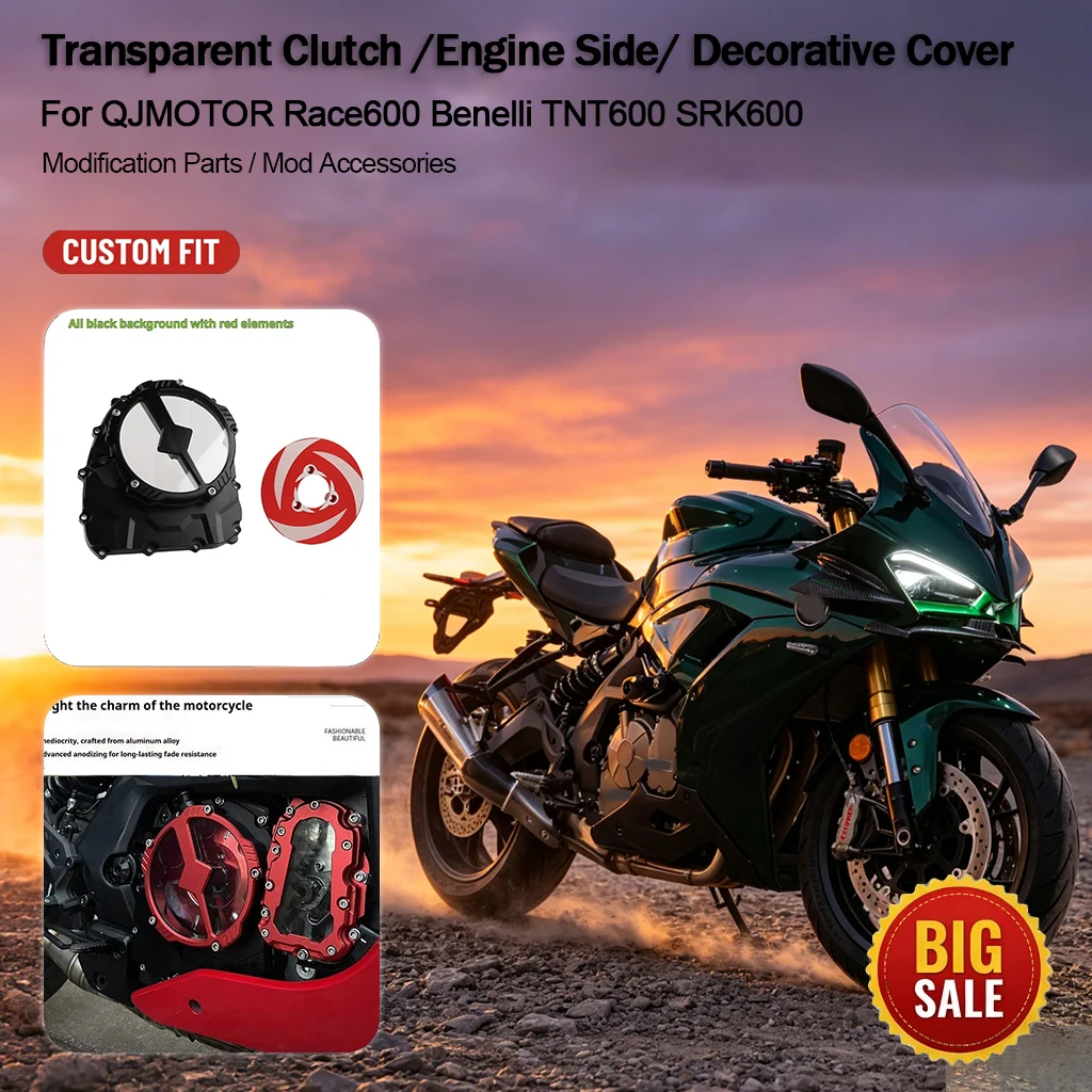 Transparent Engine Clutch Side Cover Decorative Protector Mod Parts For QJMOTOR Race600 Benelli TNT600 SRK600 Motorcycle