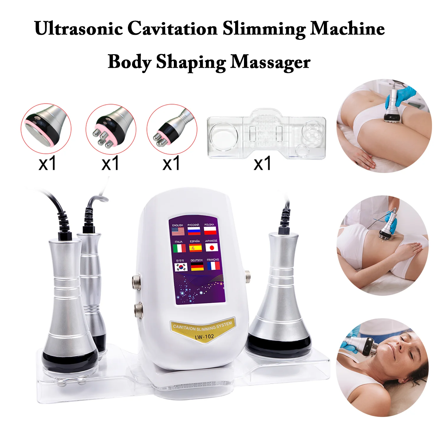 3 in 1 40K Cavitation RF Slimming Machine Ultrasonic Body Shaping Massager Face Body Tightening Lifting Device Spa Skincare Tool