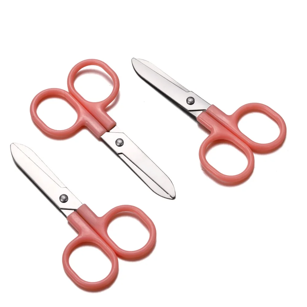 1Pcs Pink Cute Mini Safety Round Head Plastic Scissors Student Kids Paper DIY Cutting Minions Supplies for Kindergarten School