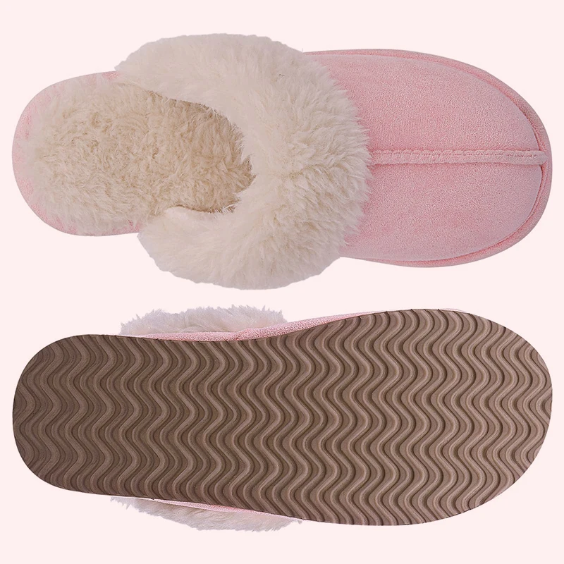 Kidmi Winter Women Fuzzy Slippers Classic Brand Fluffy House Shoes Indoor Warm Suede Cozy Slippers Casual Non-slip Cotton Shoes