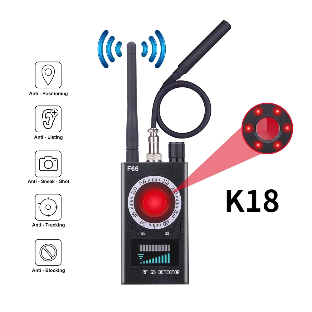 

K18 Detector Multi-function Anti Mini Bug Audio SPY-Camera GSM Finder GPS Signal Lens RF Locator Tracker Detect Wireless Camera