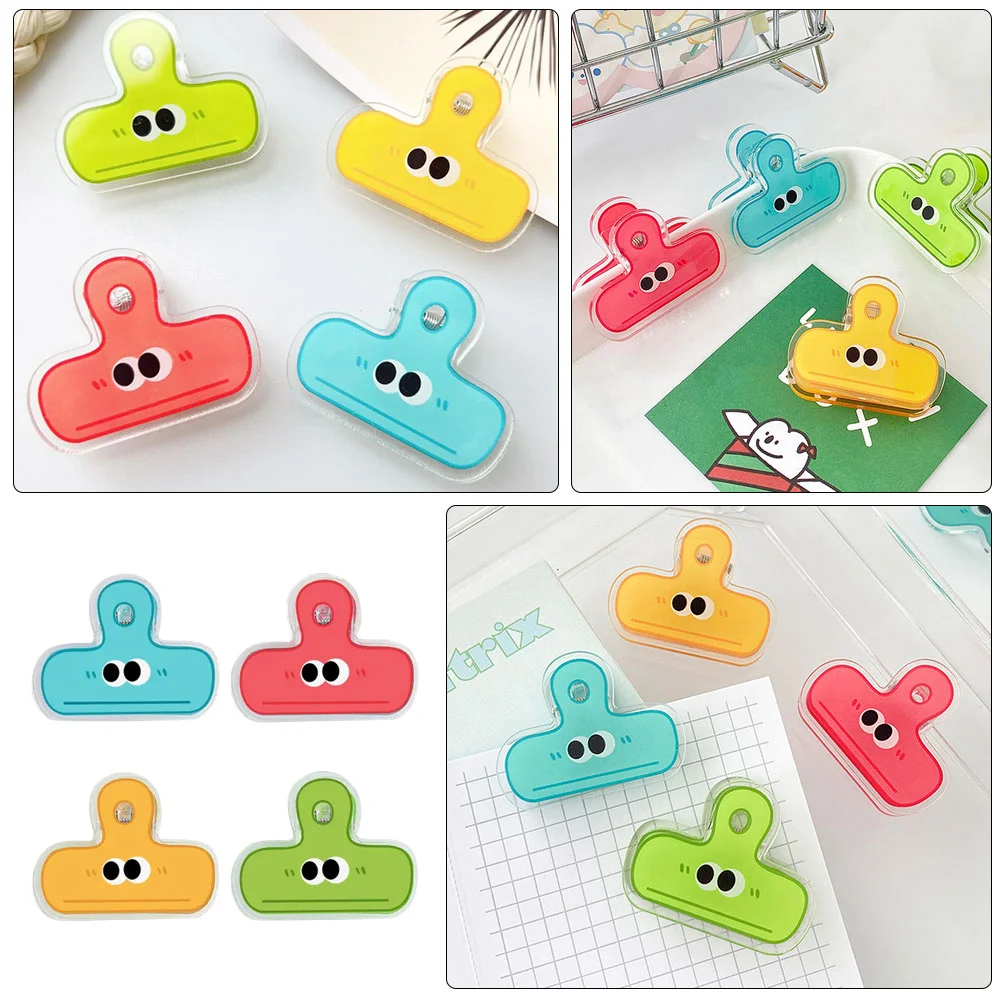 4 Pcs Clip Binder Mini Chip Clips Kitchen for Bags Small Food Sealing Book Snack Plastic