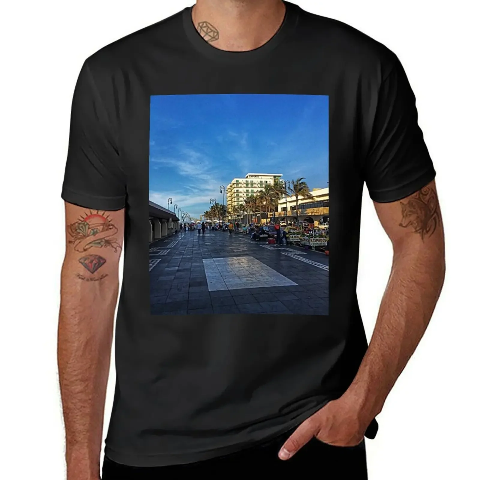 Veracruz boardwalk T-Shirt man clothes graphic shirts t shirt men 100℅ cotton