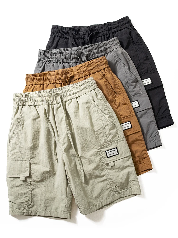 

Men's Summer Thin Casual Workwear orts Outdoor Five-Quarter Loose Fit Straight Leg ket Detail Nylon Leisure Trousers