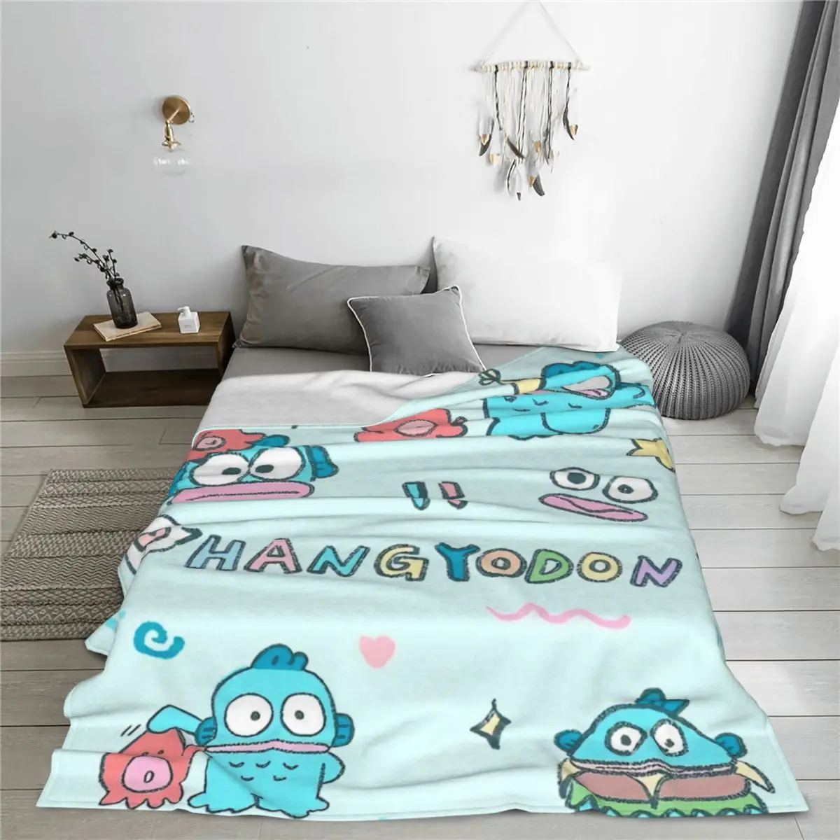 Hangyodon Sayuri Cartoon Fleece Throw Blankets Cute Kawaii Blanket for Sofa Office Super Soft Bed Rug