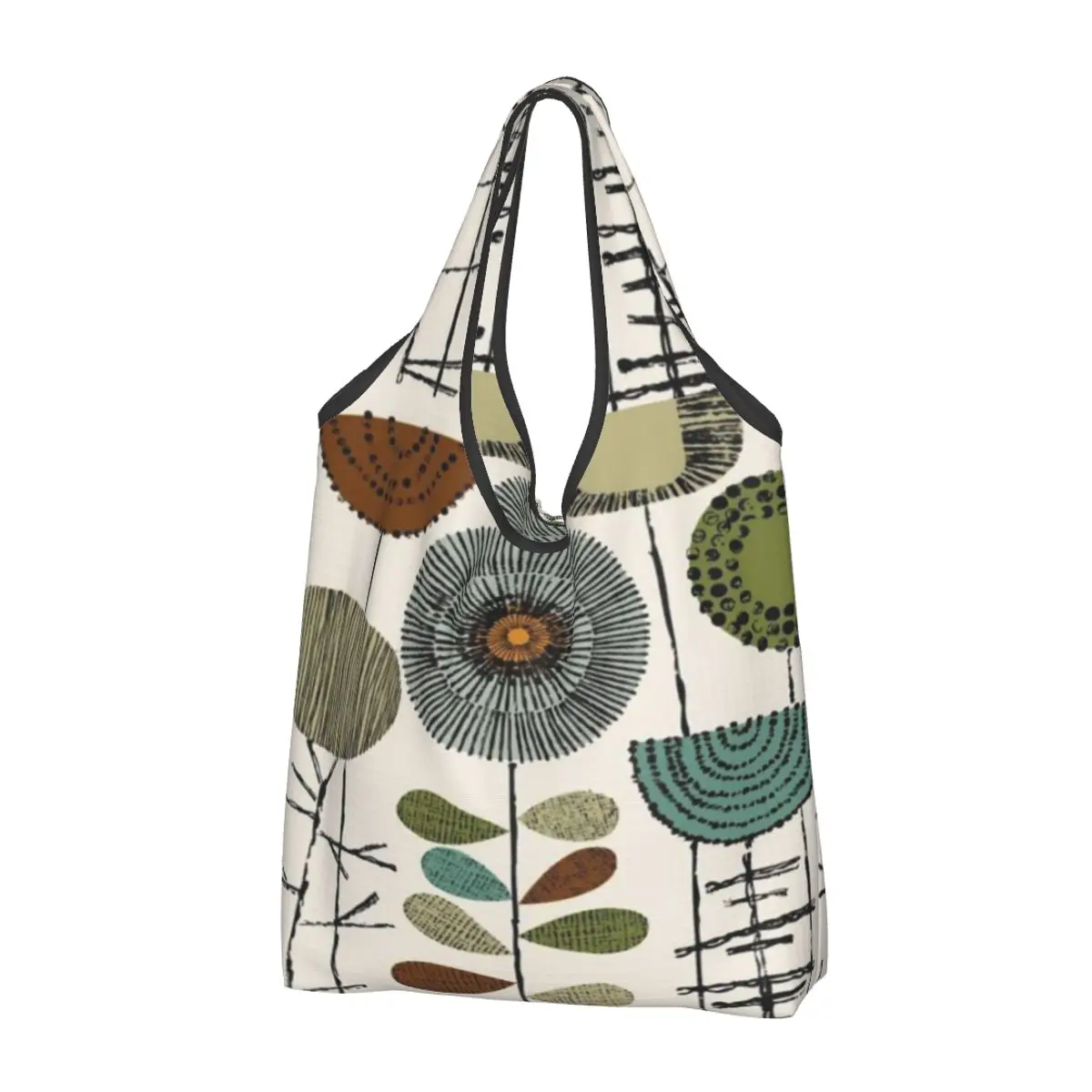 Floral Orla Art Groceries Shopping Bags Custom Shopper Shoulder Tote Bags Portable Orla Kiely Mid Century Modern Handbag