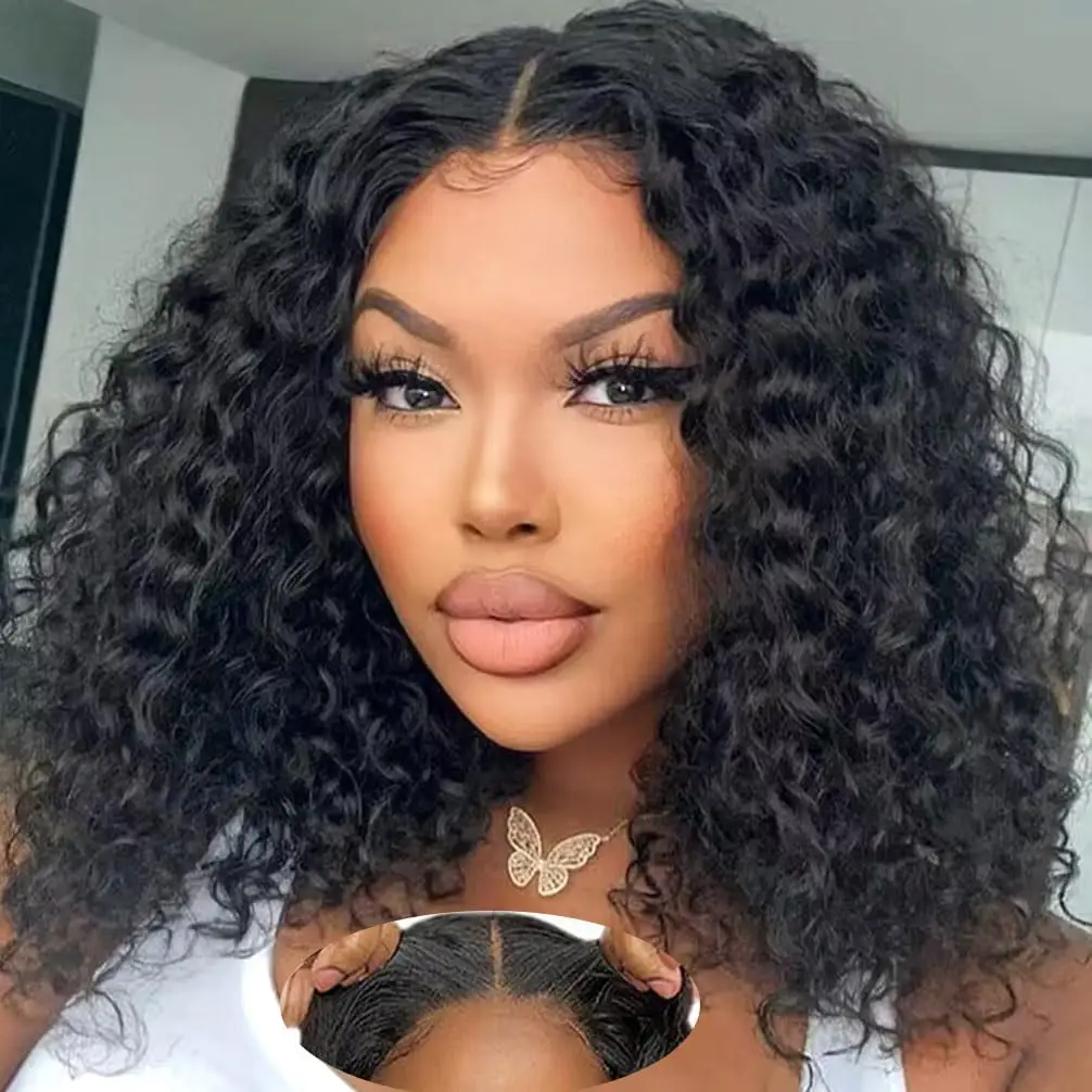 

No Glue Deep Wave Short Bob Lace Frontal Wig For Women 13x4 5x5 Glueless Bob Wig Curly Human Hair Wigs 250 Density Ready to Wear