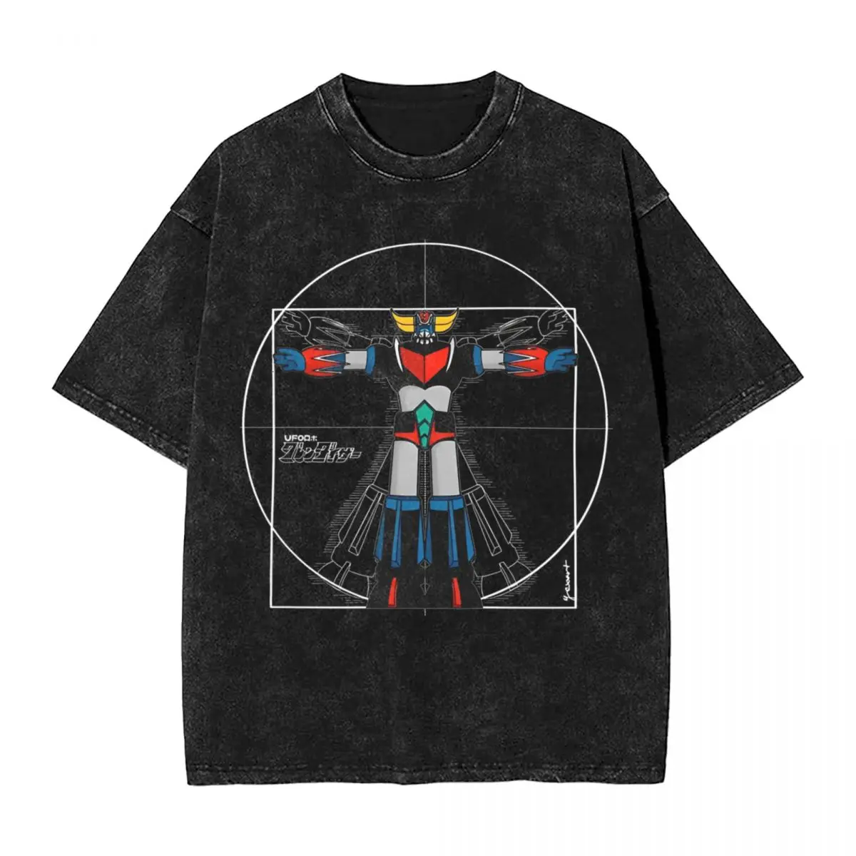 Vitru Grendizer T Shirts Washed 100% Cotton T-Shirt Mazinger Z Anime Goldorak Vintage Streetwear Graphic Printed Tops Tees