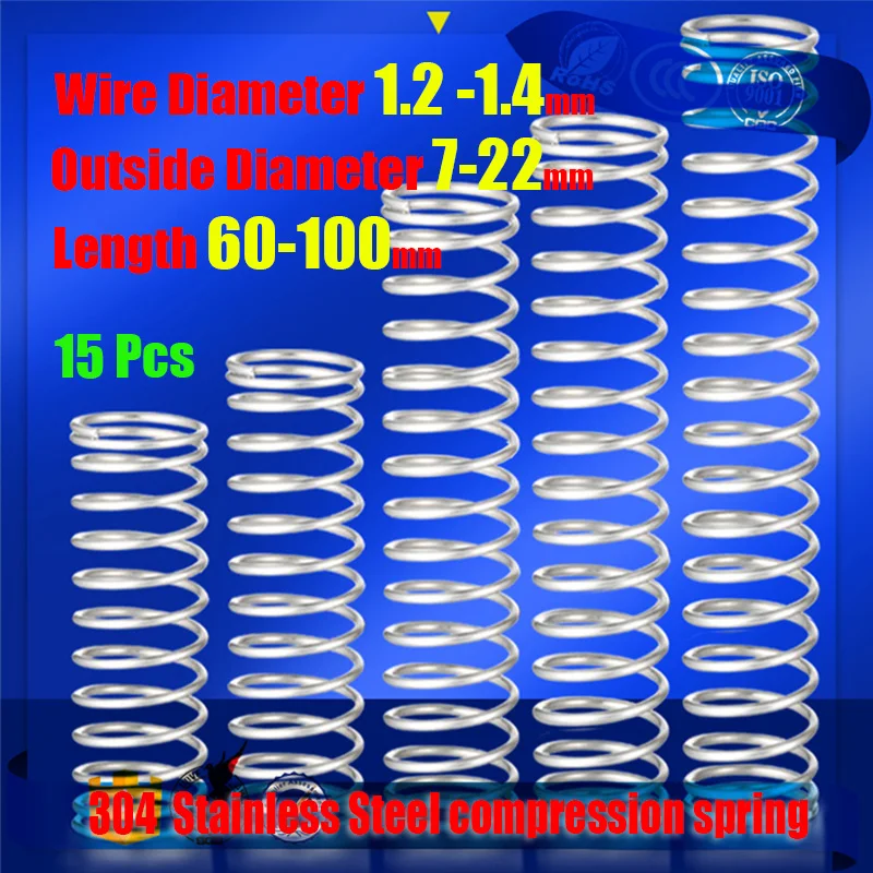 [15Pcs]304 Stainless Steel Compression Spring, Wire Diameter 1.4mm, Acid and Alkali Resistant, Customized Small Spring