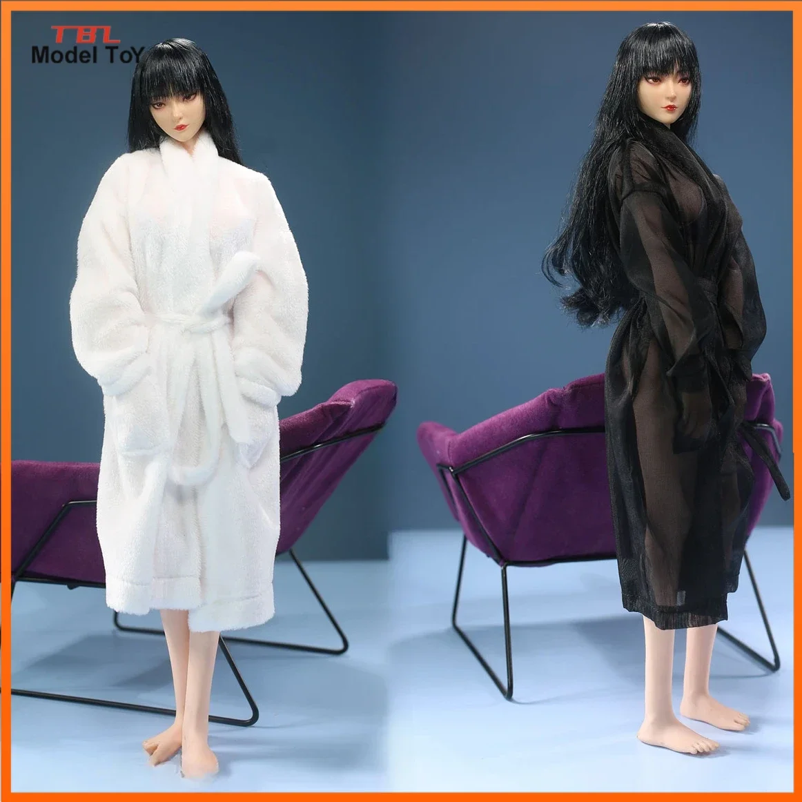 1/6 Scale Sexy Semi Transparent Bathrobe Long Pajamas Model for 12in Action Figure Doll Toys Collections