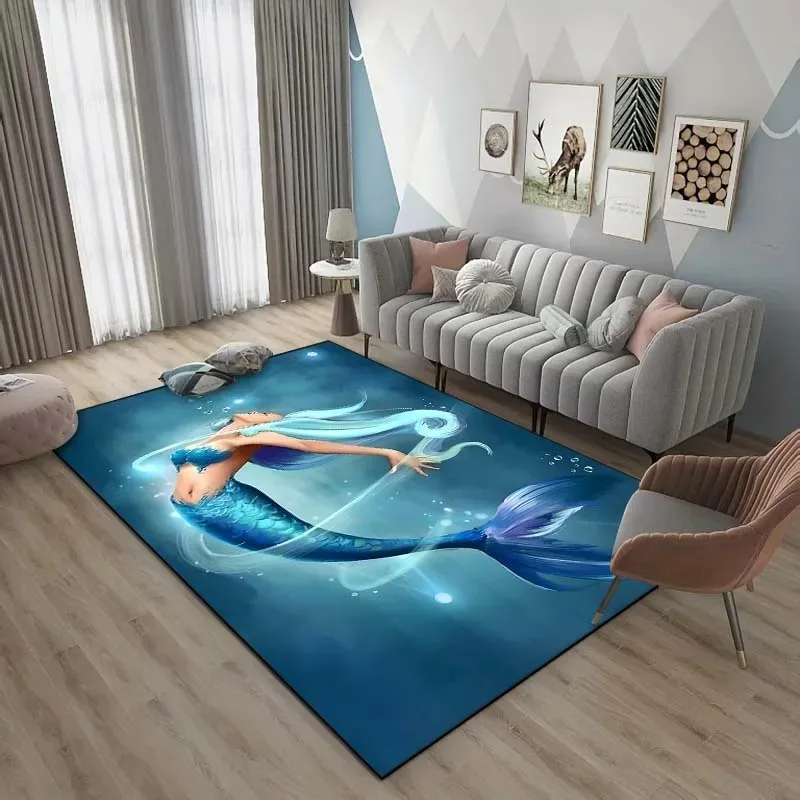 Mermaid Pattern Bedroom Floor Mat Decoration Home Living Room Floor Mat