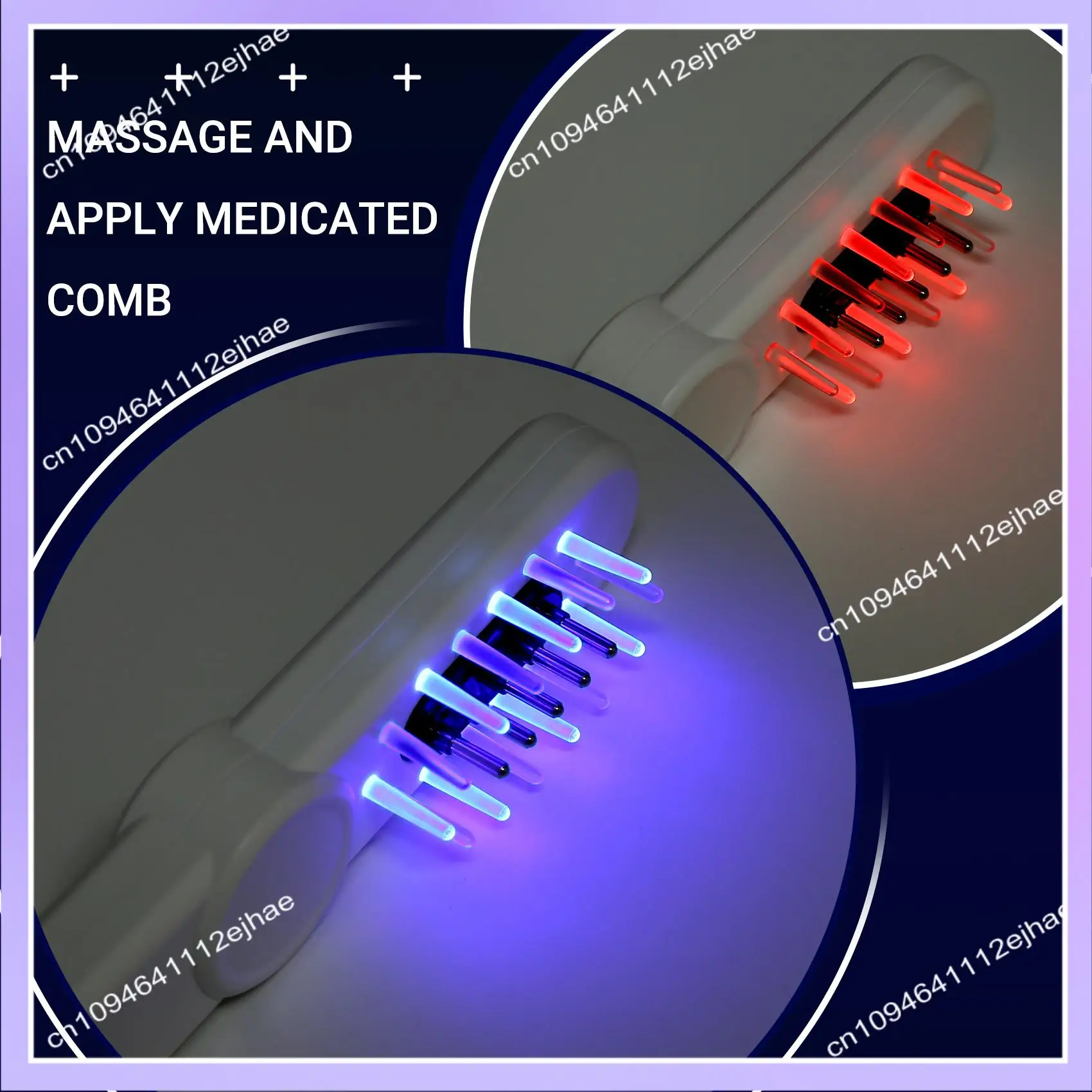 N83R Electric Hair Oil Applicator With Red Blue Light For Women Men Sturdy Multifunctional Handheld Heads Scratcher Massager