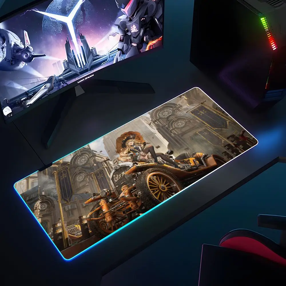 Genshin Impact Mouse Pad RGB Luminous 700X400mm Large Table Pad Encrypted Anti Skid Super Large Mouse Pad