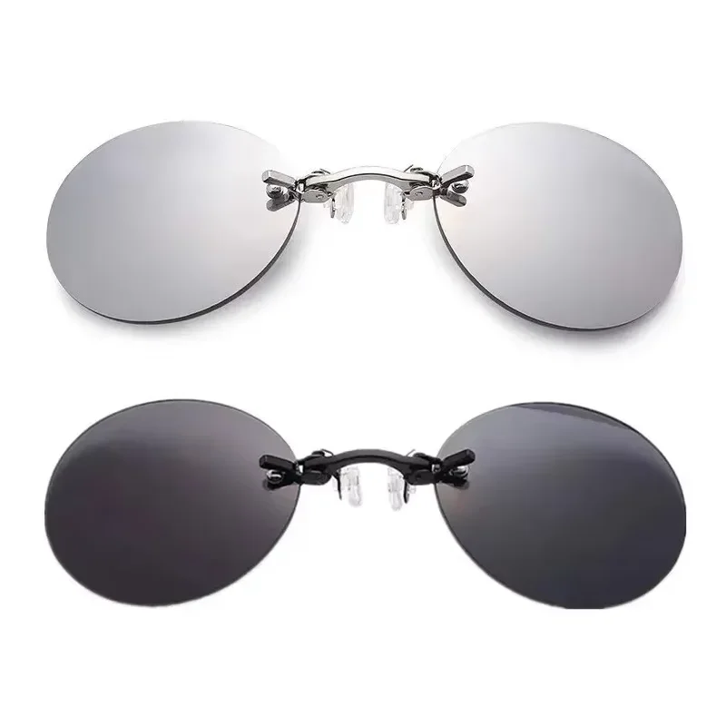 1-2PCS Clip-on neusbril Ronde randloze Matrix Morpheus zonnebril Mini frameloze vintage herenbril - afbeelding 1