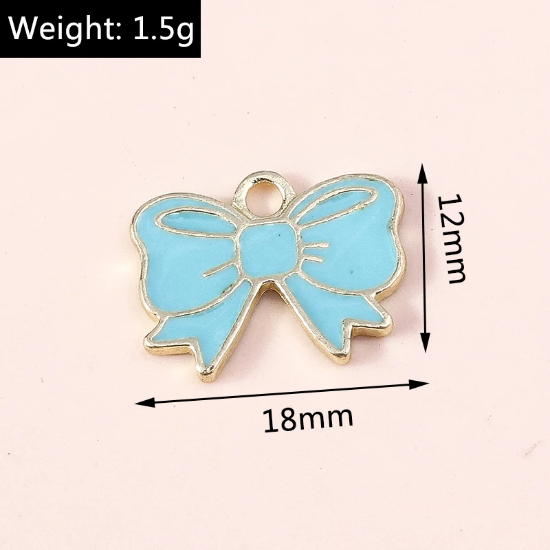 20 Stück 18 x 12 mm niedliche bunte Emaille-Bowknot-Charms-Anhänger für Schmuckherstellung, Ohrringe, Halsketten, Armbänder, DIY-Bastelbedarf – Detail 1