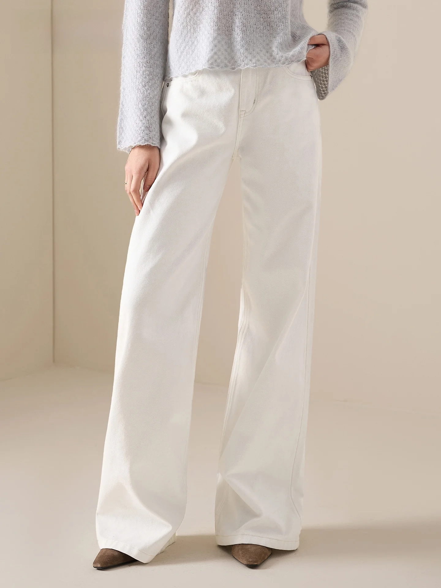 

Lorene High Waist Straight Leg Cotton Denim Jeans Women's Wide Leg Casual Jeans Pure Cotton Washed Long Pants Spring Fashion