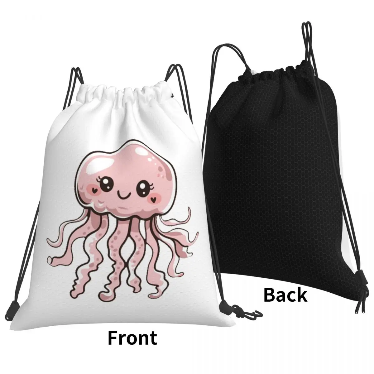 Cute Jellyfish Kawaii Design Backpacks Multi-function Drawstring Bundle Pocket Sports Bag Book Bags for Travel School