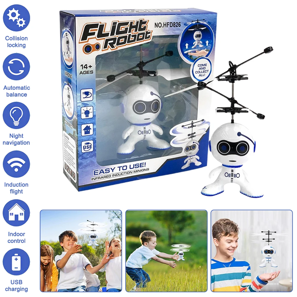 전기 RC 비행기 적외선 유도 USB 충전 플라스틱 미니 플라이 로봇 전자 항공기 서스펜션 장난감 아이 크리스마스 선물