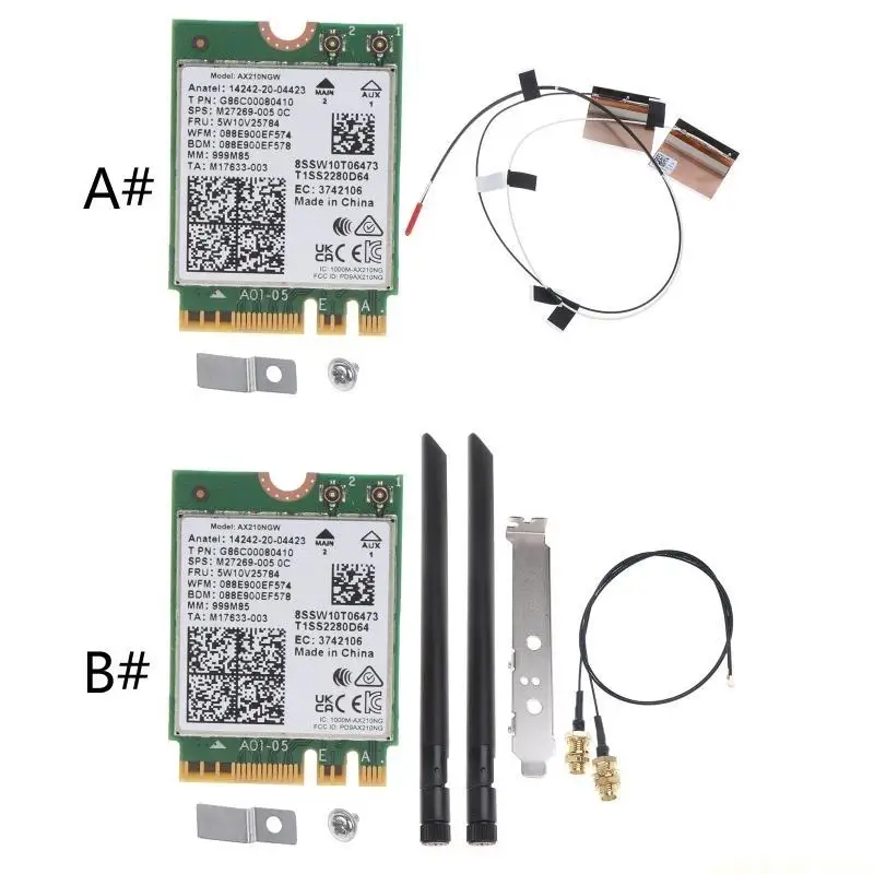 Wireless Card WiFi 6E for Intel AX210 5374M Bluetooth-compatible 5.2 for Desktop PC 2.4G/5Ghz/6Ghz AX210NGW for