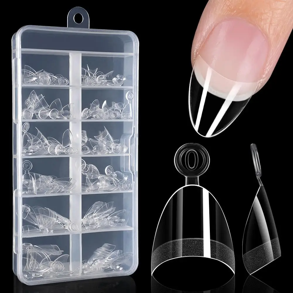 120 pièces demi-couverture amande faux ongles demi-mat pré Buff acrylique ongles Extra court amande forme Gel ongles formes Salon