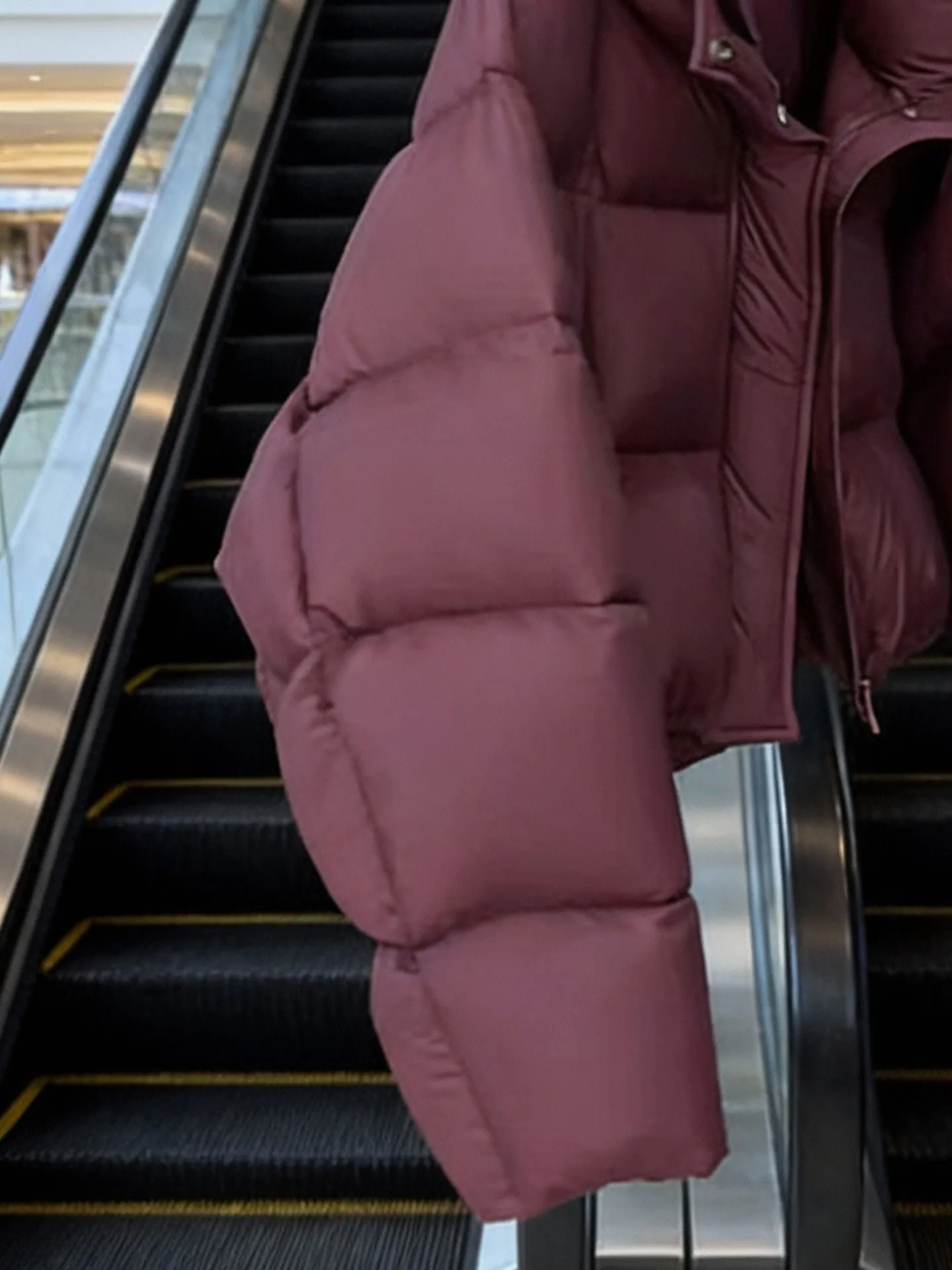 Sli ort Puffer Jaet Abrigo mullido rojo vino para mujer coreano Sle Commute Faion cintura alta largo Sve cremallera calidez