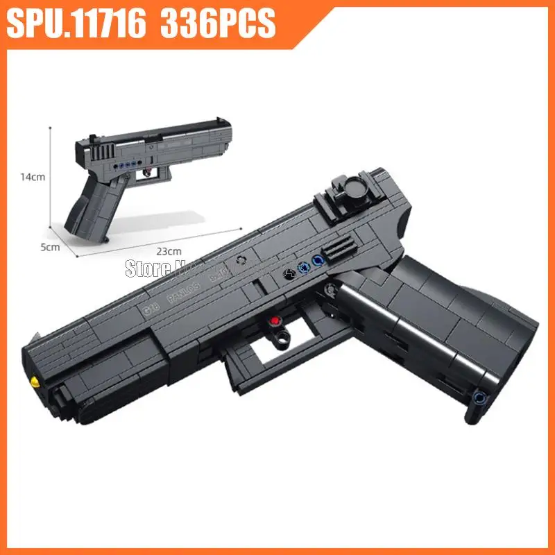 670010 336pcs Military Weapon Gun G18 Pistol With Bullet Army Boy Building Blocks Toy Brick