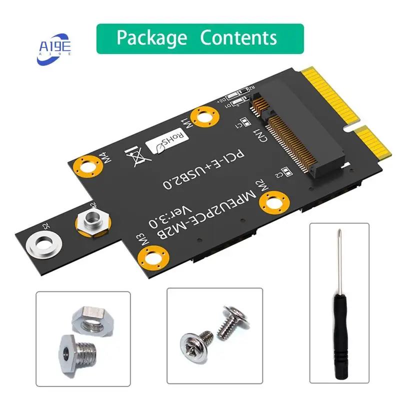 

A19E-M.2 Key B To Mini PCI-E Adapter Strap Dual NANO SIM Card Support 3G/4G/5G Adapter Multi-Function Convenient Module