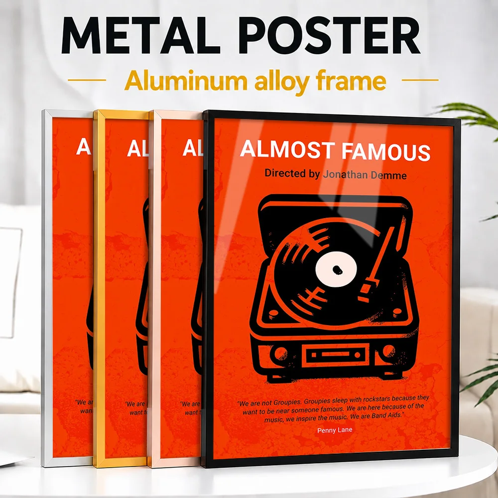 Almost Famous Minimalist Movie Framed Metal Poster Personalized Photo Lettering Style Wall Art For Study Memorable Friend Gift