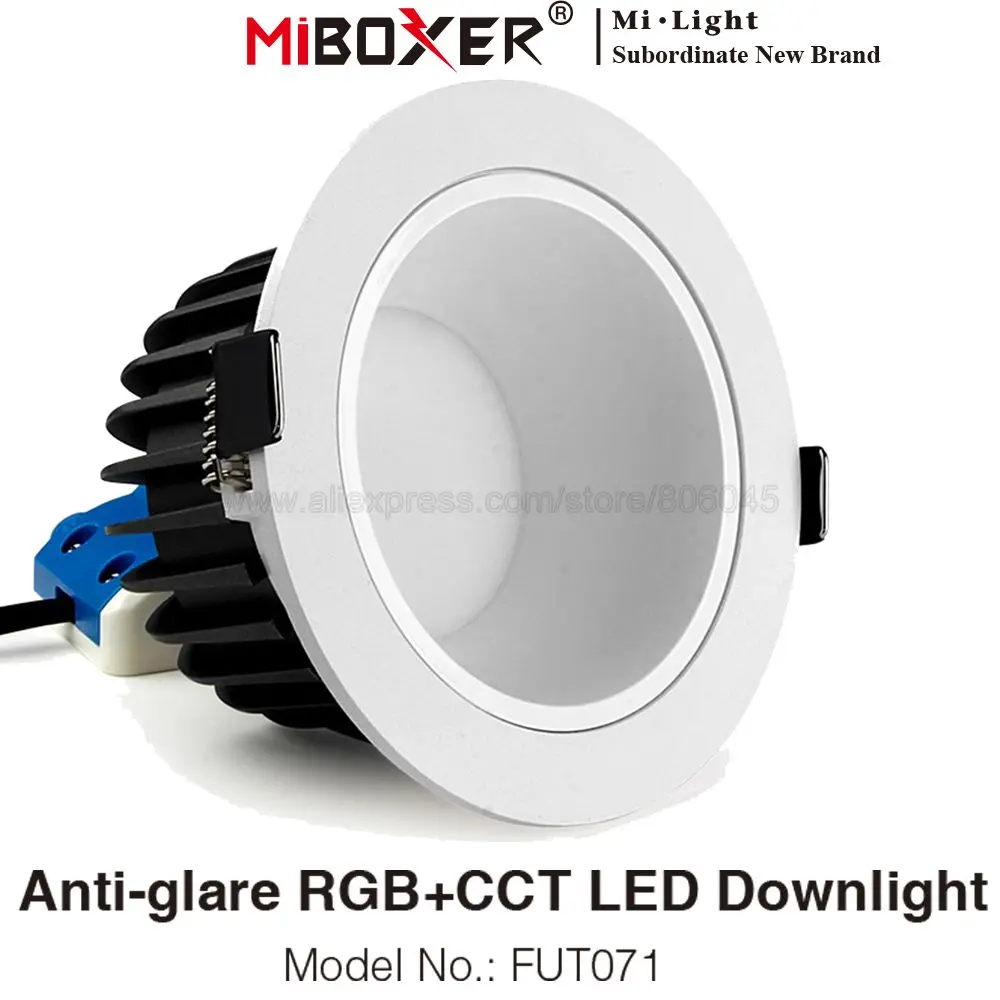 

MiBoxer FUT071 12W Anti-glare RGB+CCT Smart LED Downlight AC110V 220V Support 2.4G RF Remote WiFi APP Alexa Google Voice Control