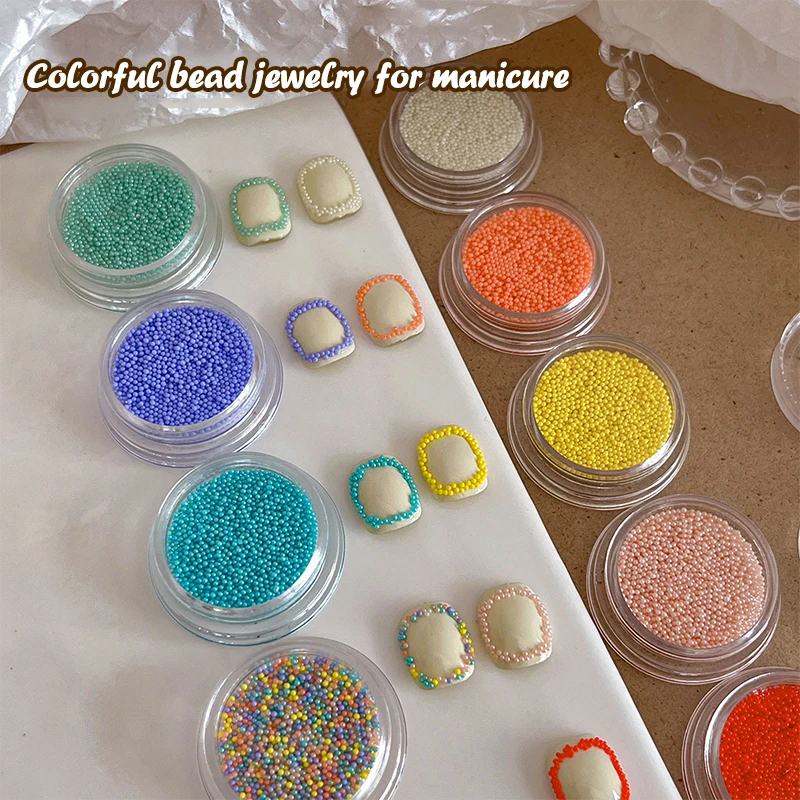 1Box Art Tiny Bead Nail Art Colored Beads Micro Mini Micro Iridescent Nail Charms Glitter Nails Nail Art Pearls For Nail Decor