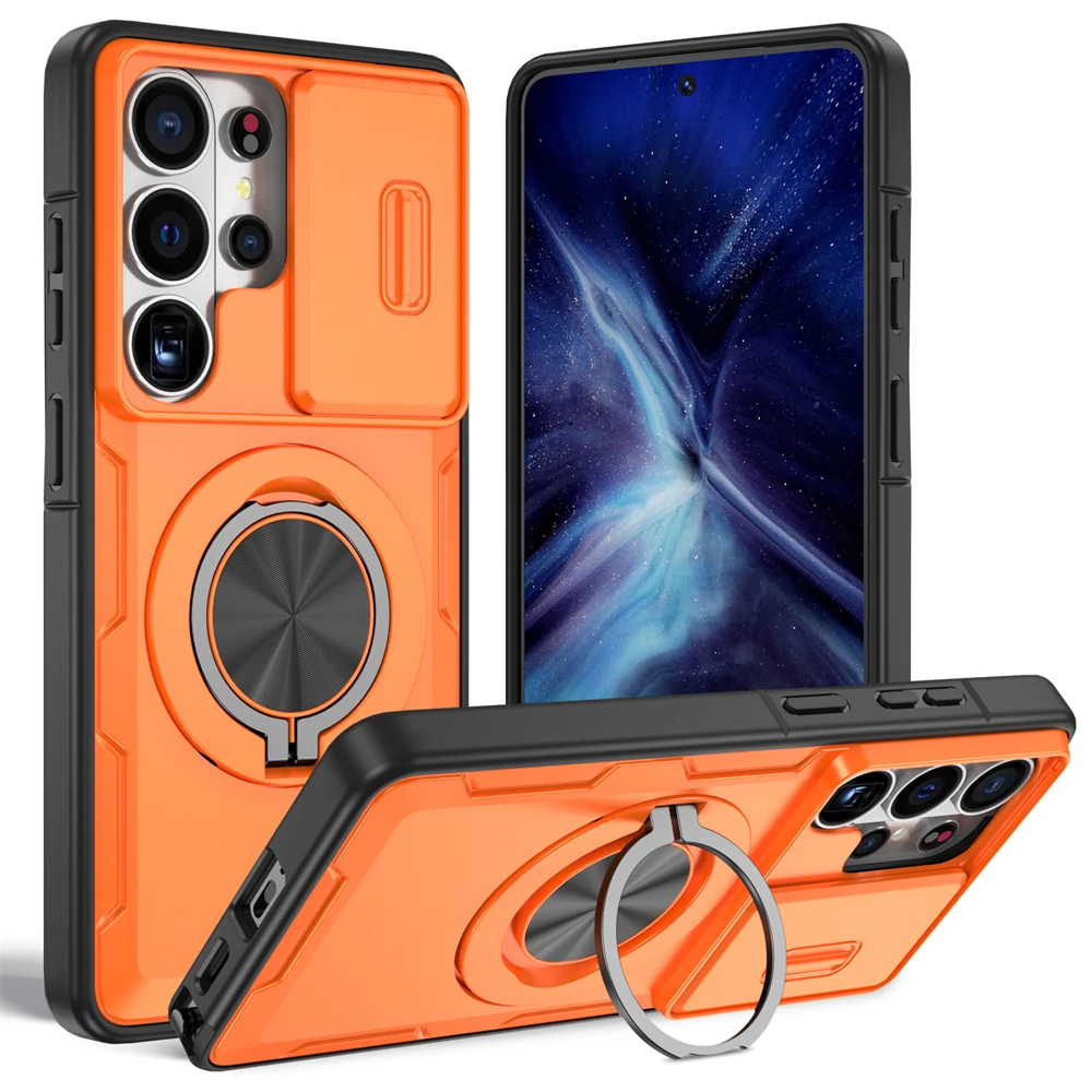 Armor Case For Samsung Galaxy S26 Ultra S25 S24 Plus S23 A36 A56 A16 A15 A14 A17 Magnetic Stand Holder Ring Lens Protect Cover