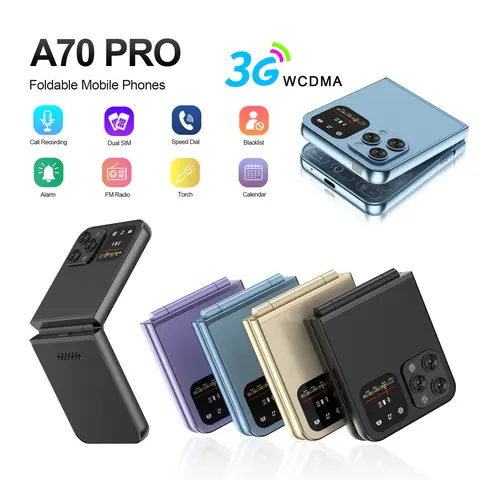 서보 A70 프로 180° 플립 휴대폰 – 3G WCDMA, 듀얼 SIM, 자동 통화 기록, 2.6인치 HD 화면, 손전등 기능, 포켓 사이즈, TYPE-C 연결