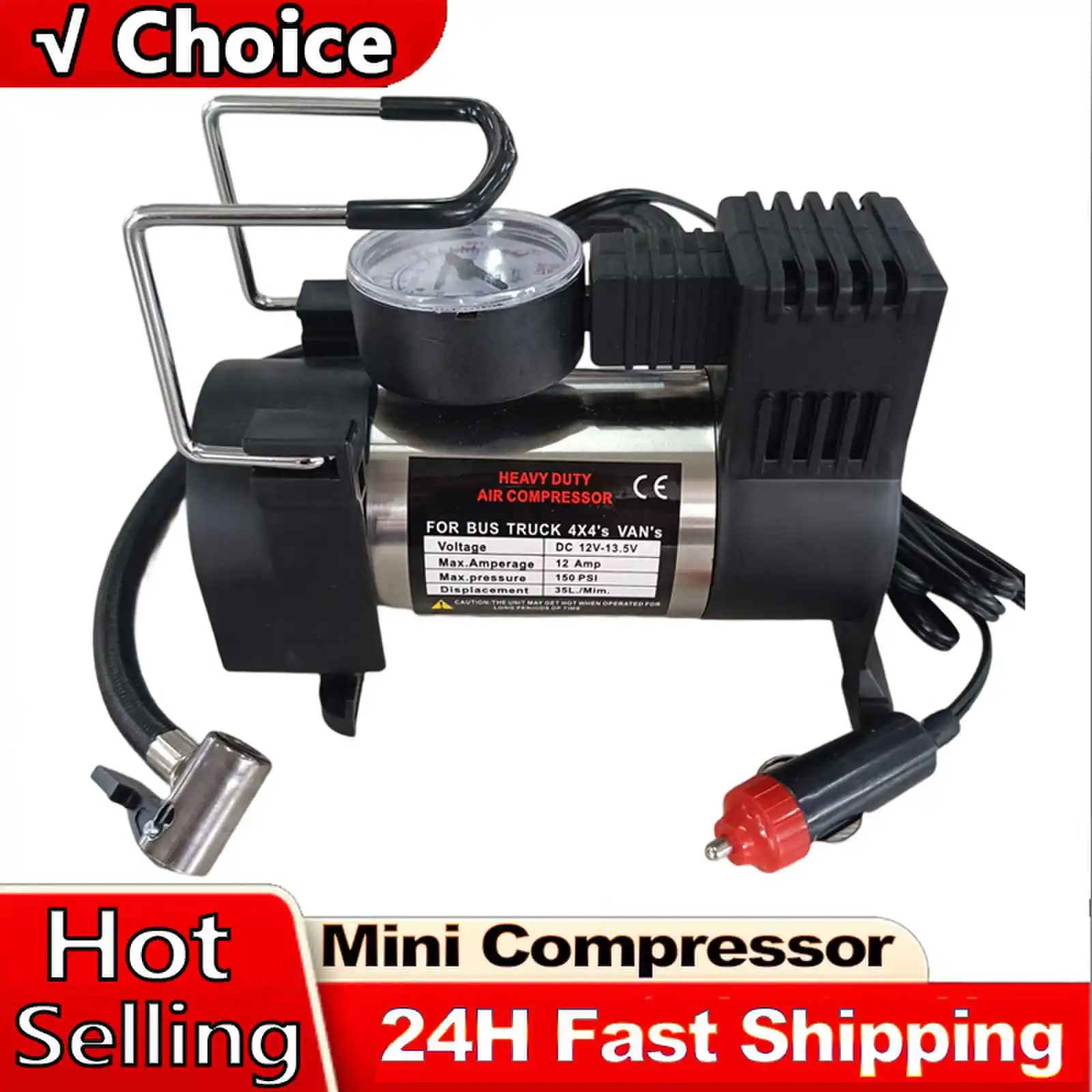 12v150psi Heavy Duty Deluxe Portable Metal Air Compressor Car Tyre Inflator With Digital Pressure Gauge Car Tire Inflatable Pump