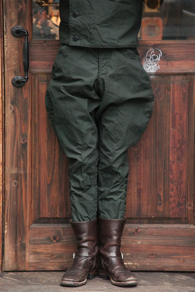 

YANGHAOYUSONG homemade retro knight breeches, twill cotton green, small feet and legs, the same trendy casual pants for