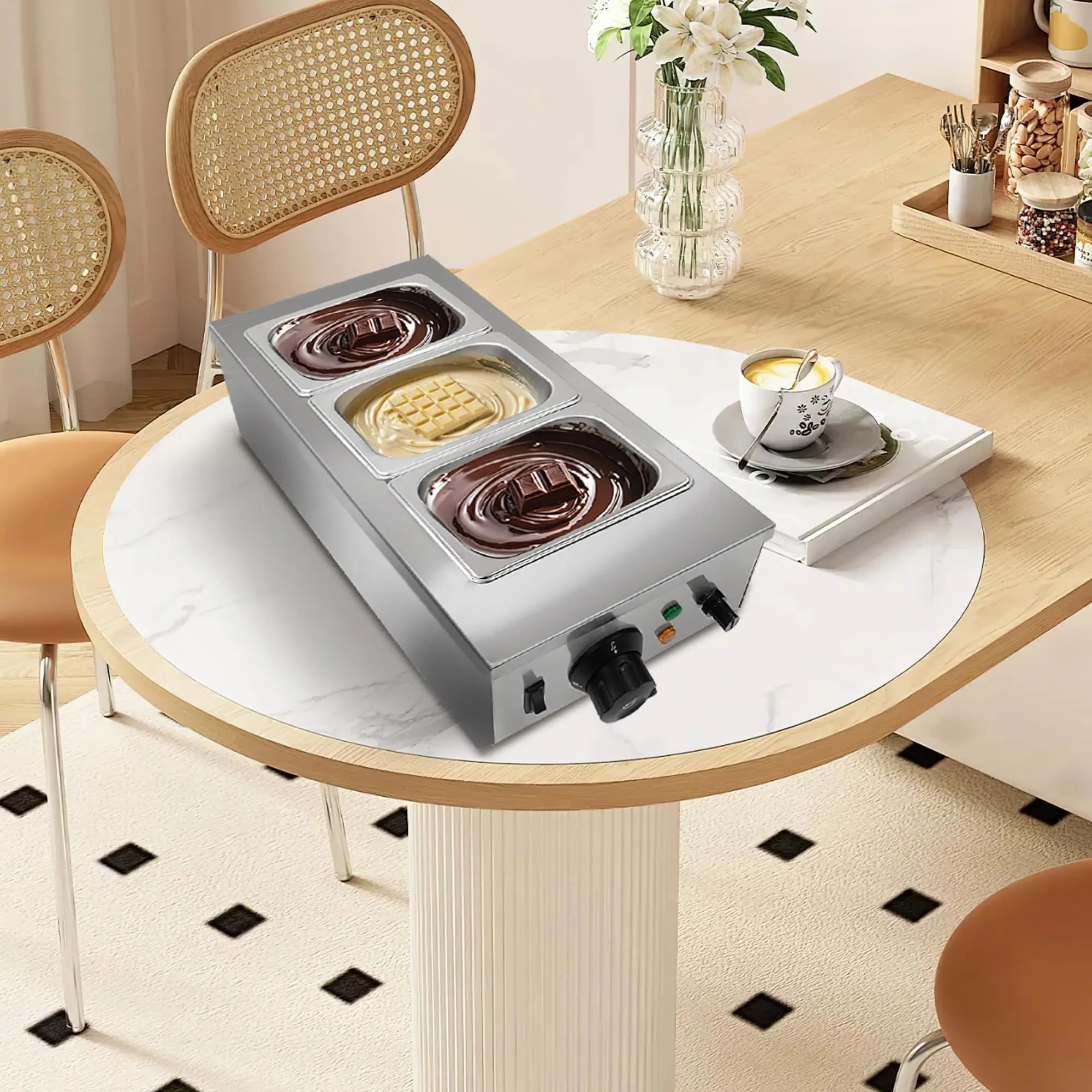 2/3탱크 초콜릿 템퍼링 기계 800W/1200W 1.8QT 식품 등급 스테인리스 스틸 PID 온도 제어 베이커리 레스토랑용