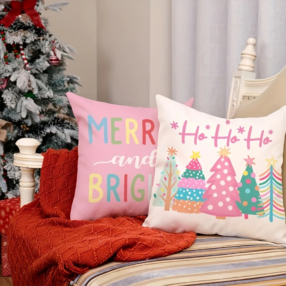 Christmas theme pillowcase Merry Christmas New Year gift Pillow cover home room decoration Sofa cushion cover