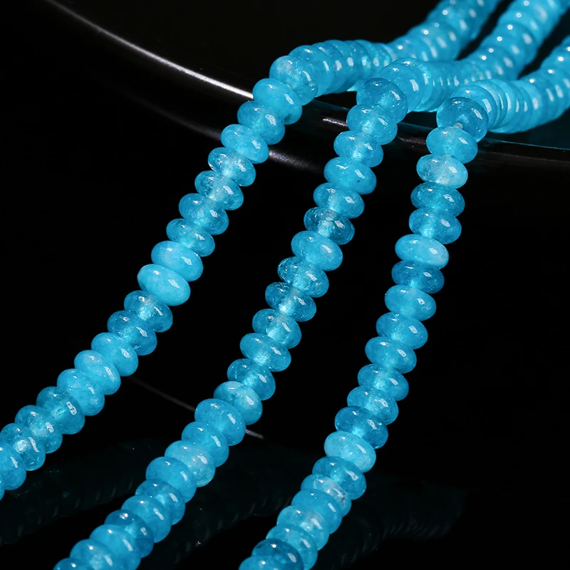 Natural Stone Pink Quartz 4x2mm Turquoise Light Blue Snake Skin Stone Abacus Spacer Bead For Jewelry Making Necklace Bracelets - view 3