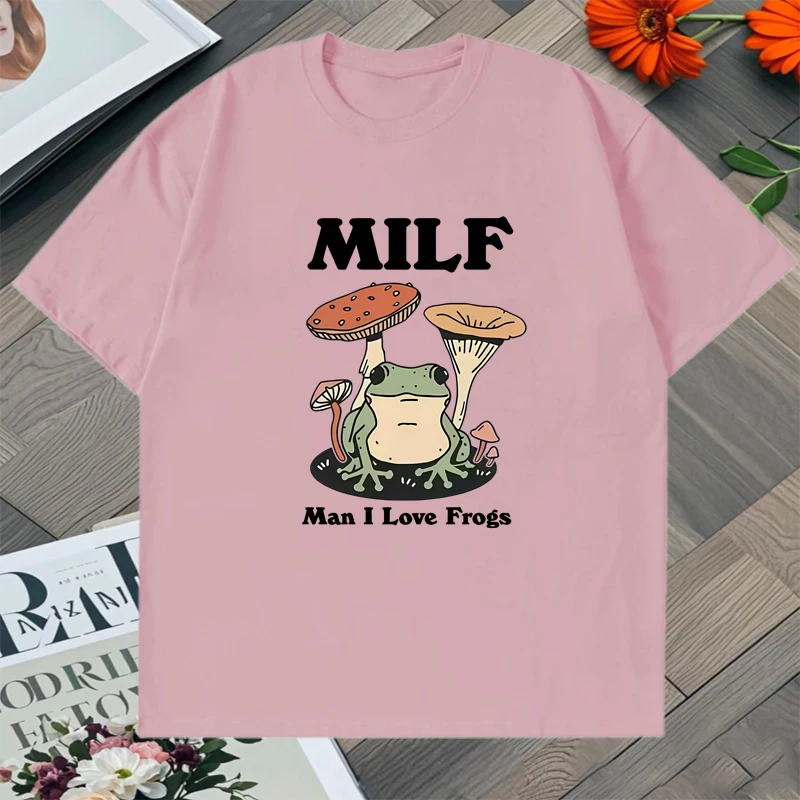 Funny MILF Man I Love Frogs Meme Graphic 100% Cotton Tee shirt Humor Frog Lover Summer vintage Men Women short sleeve T shirts