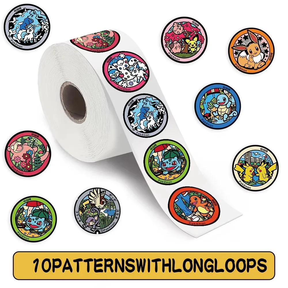500 Stück/Rolle Pokemon Cartoon Runde Karten-Siegelaufkleber DIY PVC Laptop-Aufkleber Dekoration Belohnung Geschenk Spielzeug – Detail 3
