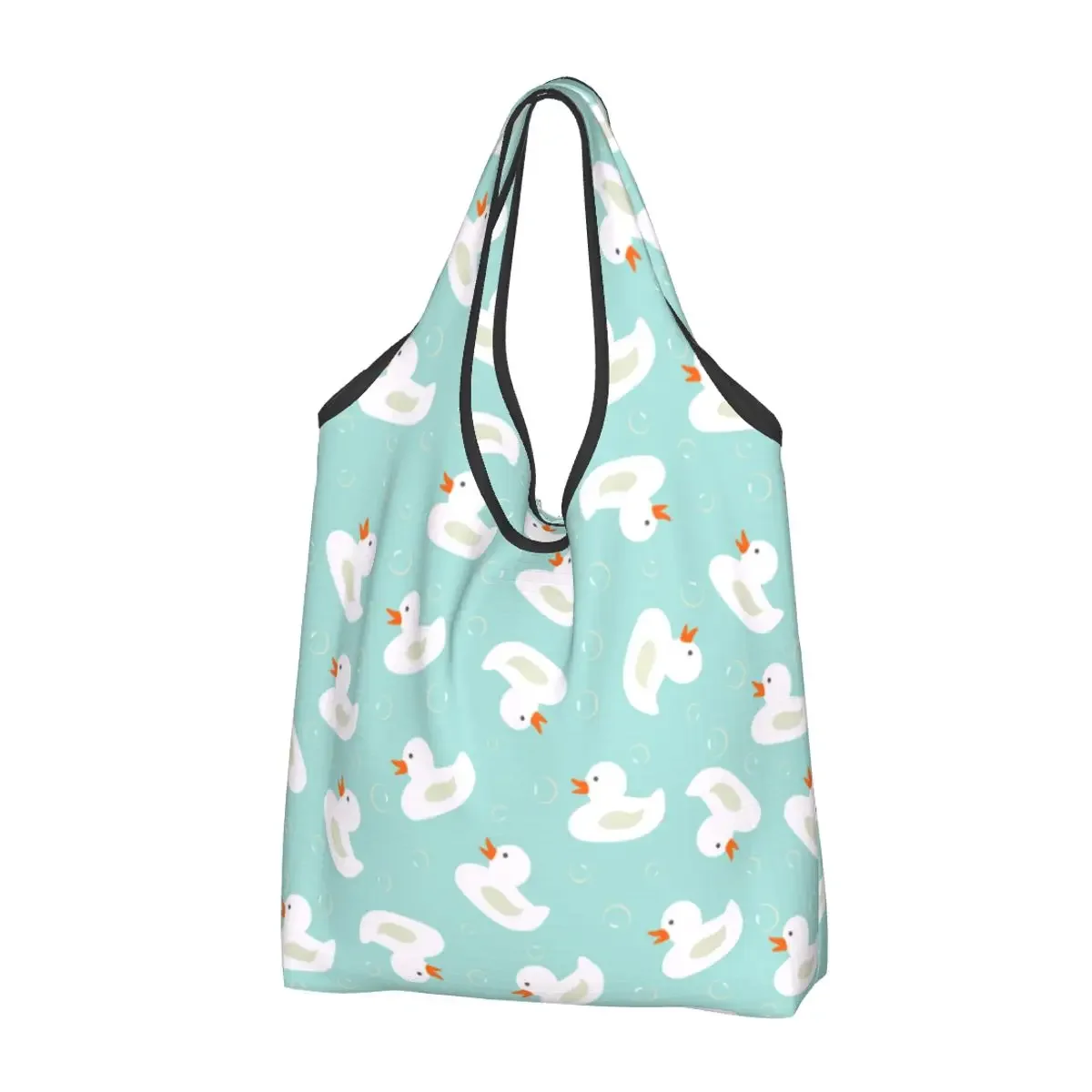 

Reusable Kawaii Duck Bubbles Grocery Bags Foldable Machine Washable Animal Shopping Bags Large Eco Storage Bag Lightweight