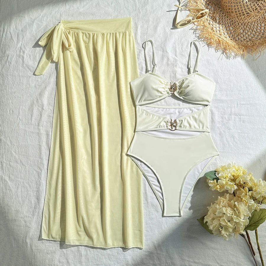 Para Praia เซ็กซี่ Monokini บิกินี่ 2025 ชุดว่ายน้ํา One Piece Long Beach กระโปรงเอวสูงชุดว่ายน้ําผู้หญิง Biquini Beachwear