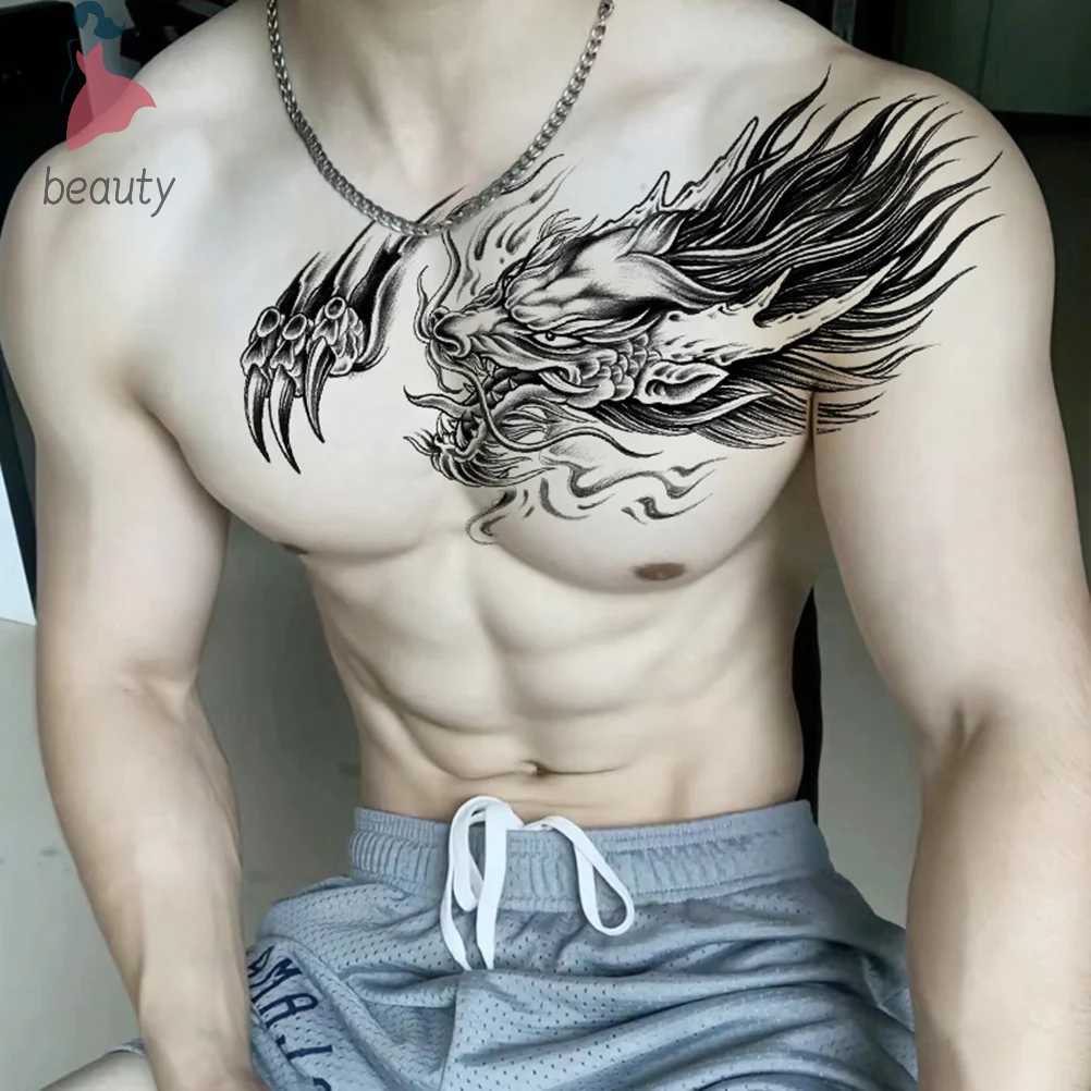 Large Chest Waist Shoulder Back Waterproof Temporary Tattoo Sticker Cross Feathers Wings Thorns Fake Tatoo Underboob Body Art