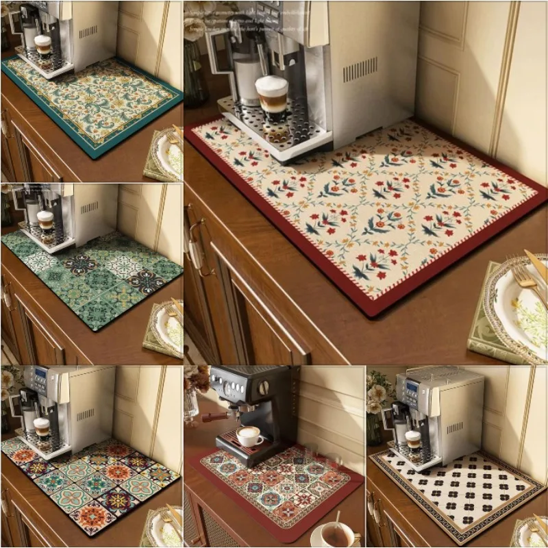 

Симпатичный коврик для кофеварки: впитывающий коврик премиум-класса для столешницы с яркими принтами — быстросохнущий коврик для кофе-бара и кухонной посуды