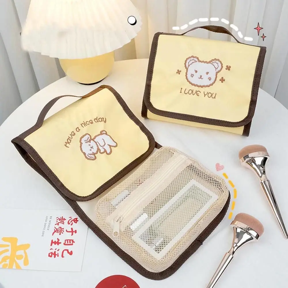 

Protable For Girls Large-capacity Bear Dog Travel Wash Bag Makeup Bag Korean Storage Bag Flod Cosmetic Bag Toiletries Organizer