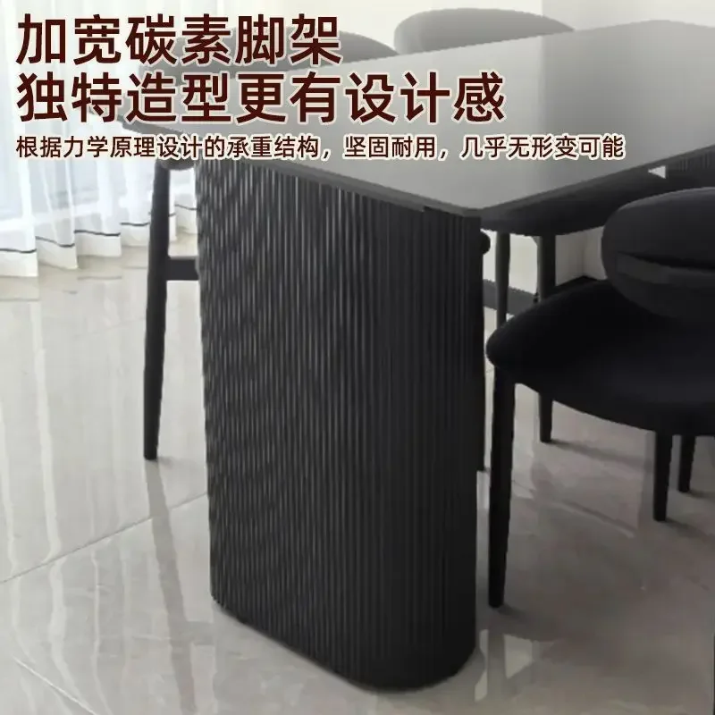

Modern simple black rock slab dining table, household, small apartment, rectangular combination dining table and chairs