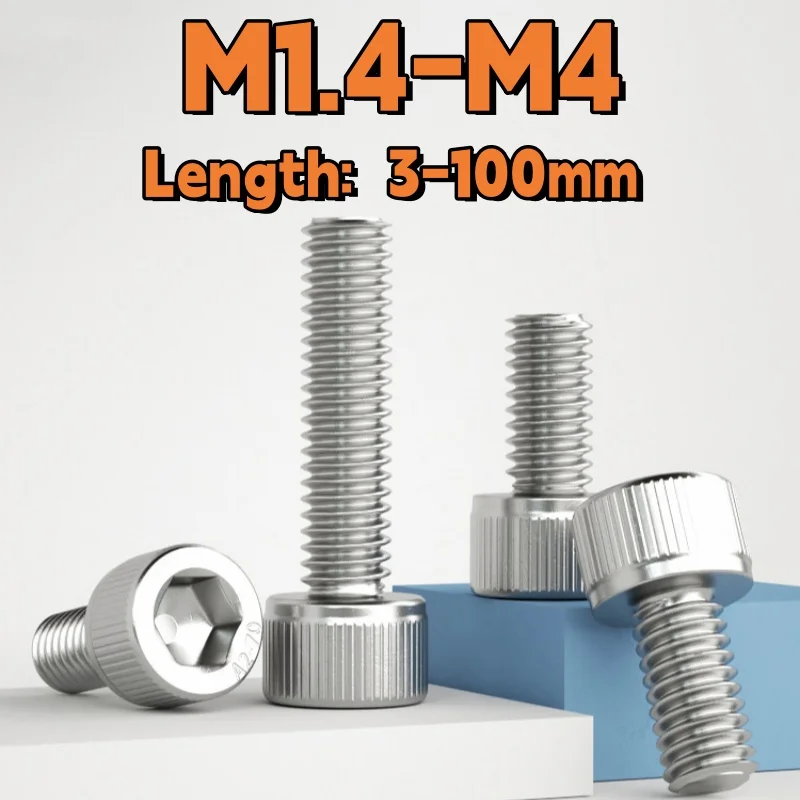 Hexagon Socket Head Screws M1.4 1.6 M2 M2.5 M3M4 304 Stainless Steel Hexagon Hex Socket Cap Head Bolt Screw Metric Thread Screws