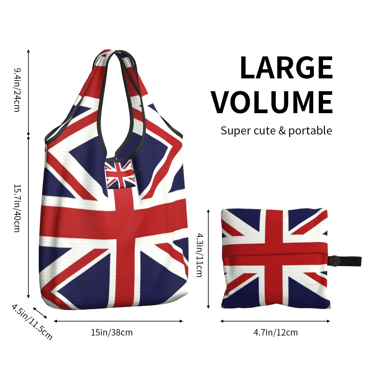 Custom Union Jack Flag Of The UK Grocery Shopping Tote Bag Women Kawaii Shoulder Shopper Bag Large Capacity Handbag